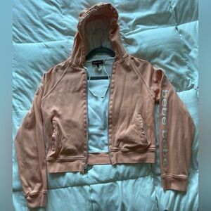 Vintage Y2K Bebe Peach Pink Hoodie Zip Up Jacket Women’s Small